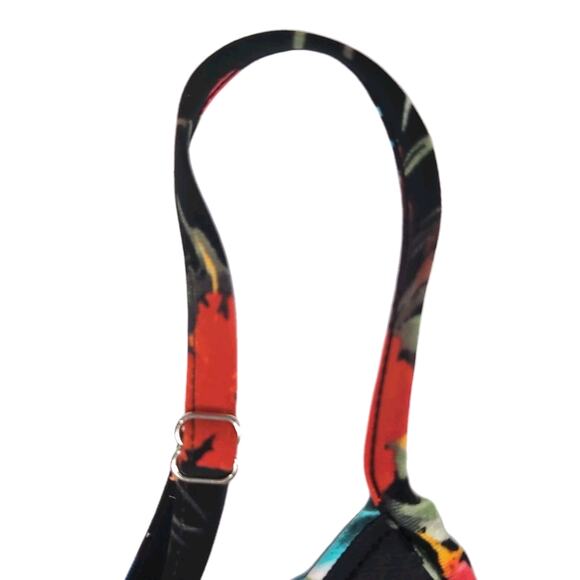 Aqua Green Tankini Top Womens Plus Size 22W Black Floral Triple Tiered Ruffles - Picture 8 of 12